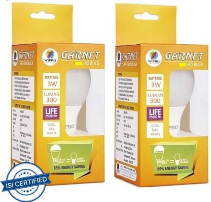 Wipro 3 W Basic Standard E27 LED Bulb