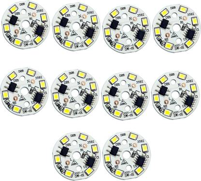 sonic decore 3 Watt DOB Led PCB | Cool White | (Pack of - 10) Making Led Bulb or Project Work Light Electronic Hobby Kit