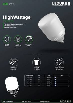 Ledure 30 W Basic Round B22 LED Bulb