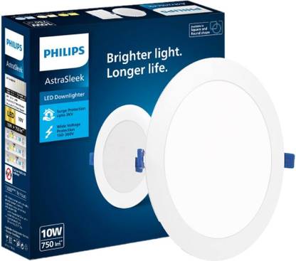 PHILIPS Astra Sleek 10-watt Round Recessed LED Downlighter Cut Out: 4 inch Cool Day, 1Pc Ceiling Light Ceiling Lamp