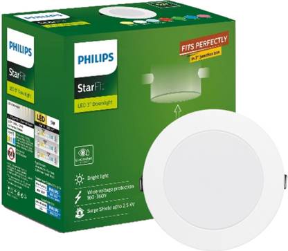 PHILIPS Starfit 5 watt Concealed LED Downlighter with 3 inch Cut-Out (Natural White ,1Pc Ceiling Light Ceiling Lamp