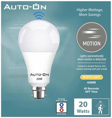 auto-on 20 W Motion Sensor Round B22 LED Bulb