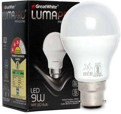 Great White 9 W Basic Round B22 LED Bulb