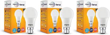 Wipro 10 W Basic Standard B22 LED Bulb (White, Pack of 3)
