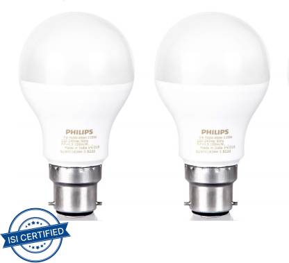 PHILIPS 9 W Round B22 LED Bulb  (White, Pack of 2)