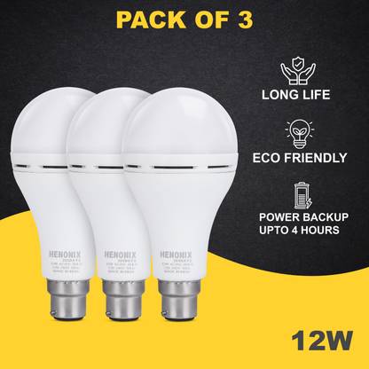 HENONIX Rechargeable Inverter Bulb Pack of 3 4 hrs Bulb Emergency Light