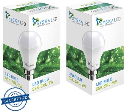 Syska Led Lights 9 W, 7 W Standard B22 LED Bulb
