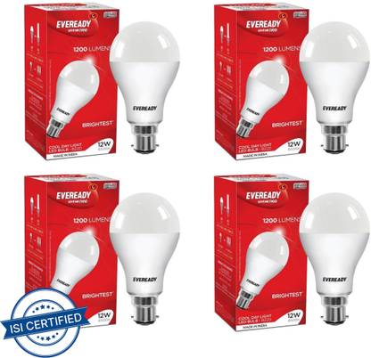 Eveready 9W LED Bulb Pack of 4 with Free 4 Batteries