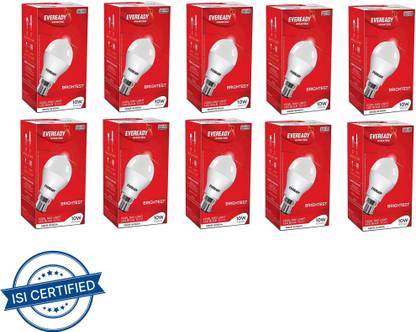 EVEREADY 10 W Standard B22 LED Bulb  (White, Pack of 10) at Rs. 599