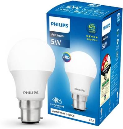 PHILIPS 5 W Basic Round B22 LED Bulb