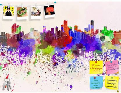 Artzfolio Bogota Skyline, Colombia, South America Frameless Notice Pin Board 26.7x20inch Cork Bulletin Board