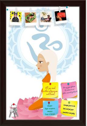 Artzfolio Asana Yoga Posture Notice Pin Board Dark Brown Frame 16x24.3inch (41x62cms) Cork Bulletin Board