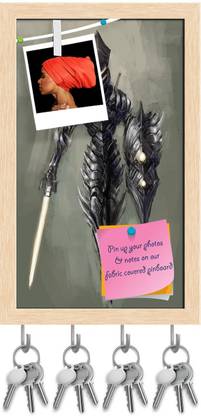 Artzfolio Bionic Cybernetics Alien Worior D1 Pinboard & Key Hooks Brown Frame6x9.6in Cork Bulletin Board