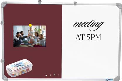 APBOARDS Signature Combination Board–Smooth Whiteboard & PinBoard,For Home,School&Office Cork, Dryerase Bulletin Board