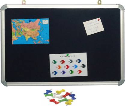 Mahit Systems 1.5x2 Ft. Notice/Display Board High Resilience Foam Fabric with (20 Push Pins) Cork Bulletin Board