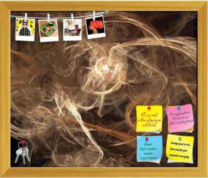 Artzfolio Abstract Vector Notice Pin Board Golden Frame 23.8 x 20 inch (60 x 51 cms) Cork Bulletin Board