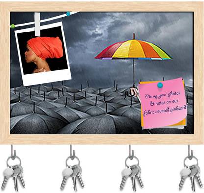 Artzfolio Standing Out Aloud D1 Pinboard with Key Holders Natural Brown Frame17.5x12inch Cork Bulletin Board