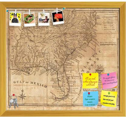 Artzfolio Photo of America as per 1789 Old Map Pinboard Golden Frame 13.2x12inch Cork Bulletin Board