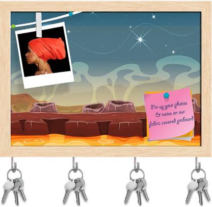 Artzfolio Cartoon Funny Sci Fi Alien Planet Landscape Pinboard Natural Brown 10.9x8in Cork Bulletin Board