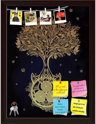 Artzfolio Romantic Tree Of Life Notice Pin Board Dark Brown Frame 16x21.3inch (41x54cms) Cork Bulletin Board