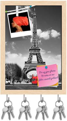 Artzfolio Eiffel Tower With Red Bus In Paris France Pinboard Natural Brown 12x17.5in Cork Bulletin Board