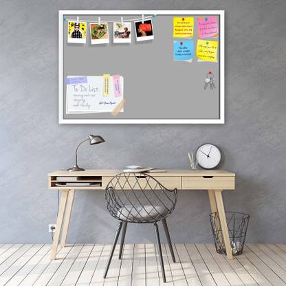 Artzfolio Greys Dark Grey Colour Notice Pin Board Soft Board with Push Pins Cork Bulletin Board