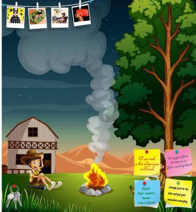 Artzfolio Two Explorers Making A Campfire Frameless Notice Pin Board 24x26.1inch Cork Bulletin Board