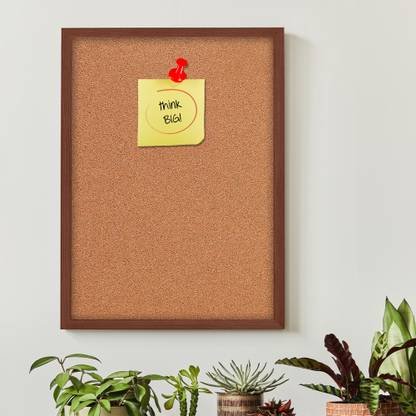 Art Street Lightweight Cork Board with 10 Thumb Push Pins & 1 Sticky Note, Bulletin Board Cork Bulletin Board