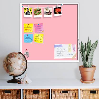 Artzfolio Pinks Light Pink Colour Notice Pin Board Soft Board with Push Pins Cork Bulletin Board