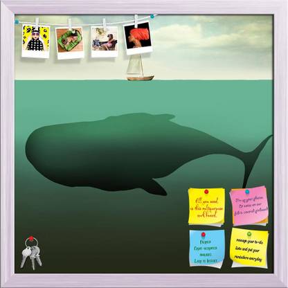 Artzfolio Sailboat In The Middle Of The Ocean Notice Pin Board White Frame 24x24inch Cork Bulletin Board