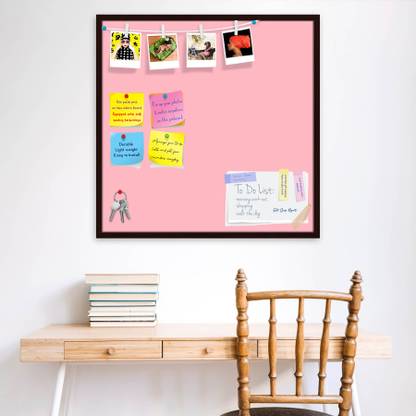 Artzfolio Pinks Light Pink Colour Notice Pin Board Soft Board with Push Pins Cork Bulletin Board