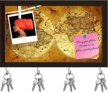Artzfolio Image of Old World Map, Armenia Pinboard & Key Hooks Dark Brown Frame 13x8inch Cork Bulletin Board
