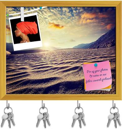 Artzfolio Sand Dunes in Himalayas on Sunrise, Ladakh, India Pinboard Golden Frame 9.8x8in Cork Bulletin Board