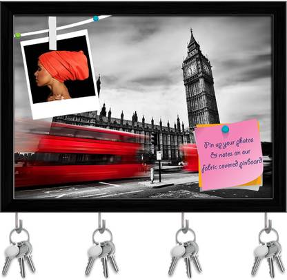 Artzfolio Red Buses Big Ben & Westminster Palace in London UK Pinboard Black16.5x12in Cork Bulletin Board