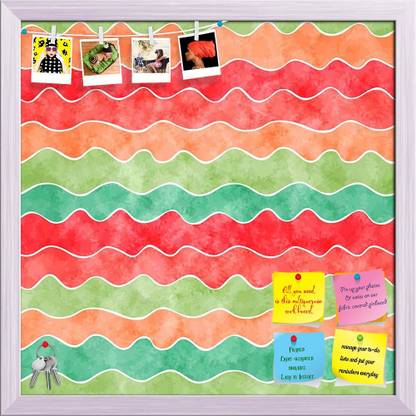 Artzfolio Watercolor Waves Pattern D1 Notice Pinup Board White Frame 24x24inch (61x61cms) Cork Bulletin Board