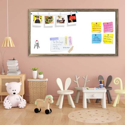 Artzfolio Whites White Colour Notice Pin Board Soft Board with Push Pins Cork Bulletin Board