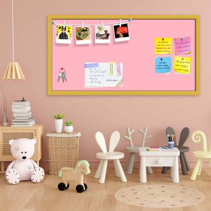 Artzfolio Pinks Light Pink Colour Notice Pin Board Soft Board with Push Pins Cork Bulletin Board