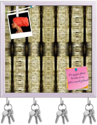 Artzfolio Abstract Artwork D115 Pinboard with Key Holder Hooks White Frame 16x16inch Cork Bulletin Board