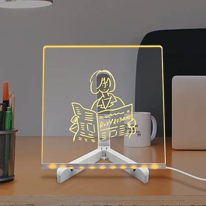 EITHEO 3D LED Light Acrylic Message Board Rewritable Glass White Board for Writing Electric Bulletin Board