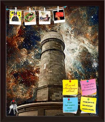Artzfolio Santander Lighthouse & The Tarantula Nebula Pinboard Dark Brown20x23.7inch Cork Bulletin Board