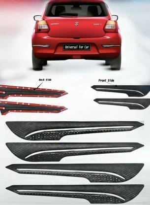 Auto Emporium Hub 4 Pc Universal Chrome Line Front Rear Bumper Corner Moulding Extender Protector Bumper Cap