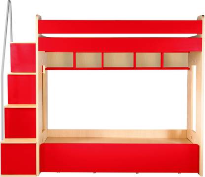 Yipi Flexi Bunk Bed With 6 ft Sofa Cum Bed and Storage in Red Engineered Wood Bunk Bed
