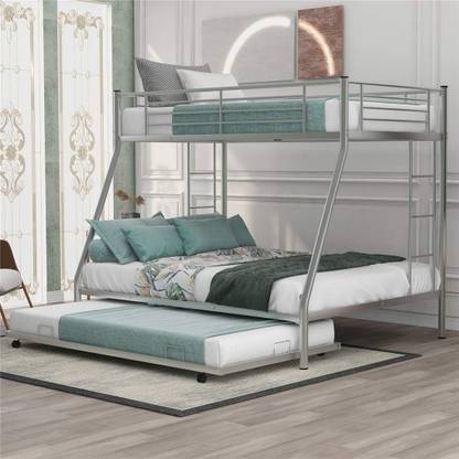 IRONIC HOUSE Twin Over Full Metal Bunk Bed Heavy Duty Bed Frame with Safety Guard Rail,Ladder Metal Bunk Bed