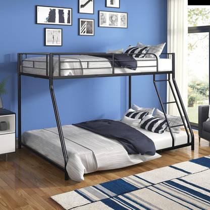 ADORN MART Twin-Over-Full Low Bunk Bed, Easy Assembly Heavy Duty Metal Bunk Bed Metal Bunk Bed