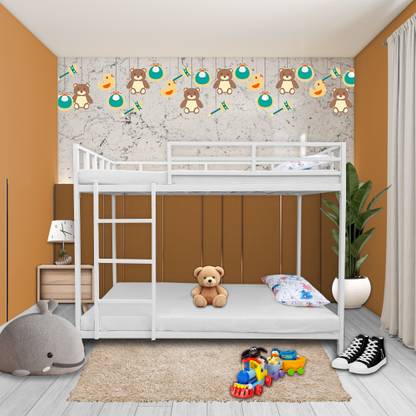 Auxiliary ®™|Delta Heavy Bunk Bed for Junior/Adult with GuardRail, Space-Saving,Noise Free Metal Bunk Bed