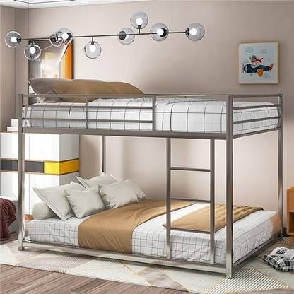 ADORN MART Bunk Bed,Full Over Full Bunk Bed Frame Heavy Duty Space-Saving Design (Silver) Metal Bunk Bed