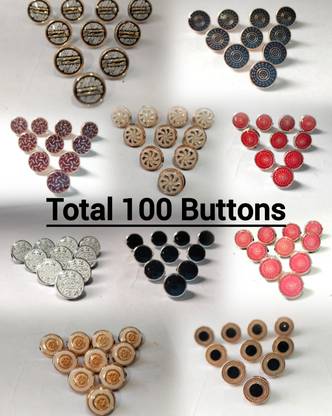 Buttoncorner Multicolor Designer Buttons,10 Unique Designs for Kurta & More Acrylic Buttons