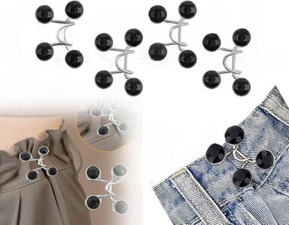SHUBHPETAL Adjustable Pant Waist Tightener Instant Jeans Buttons pins (Black Dimond 4 pic) Metal Buttons