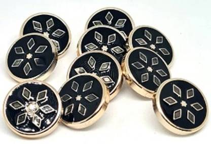 REENA Western Black Gold 69 Carving Designer Buttons 10 pc Synthetic Buttons Metal Buttons