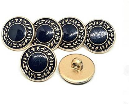 REENA Blue Carving Big 6 pc Fancy Synthetic Resin PVC Material Button Designer Buttons for Coats Shirts Blazers (Blue Carving Big 6 pc)Blue Metal Buttons